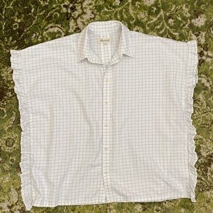 Madewell White Sleeveless Buttondown with Ruffle
